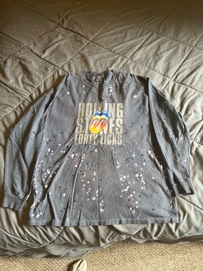 Rolling Stones Forty Licks distressed bleached paint long-sleeved band tshirt